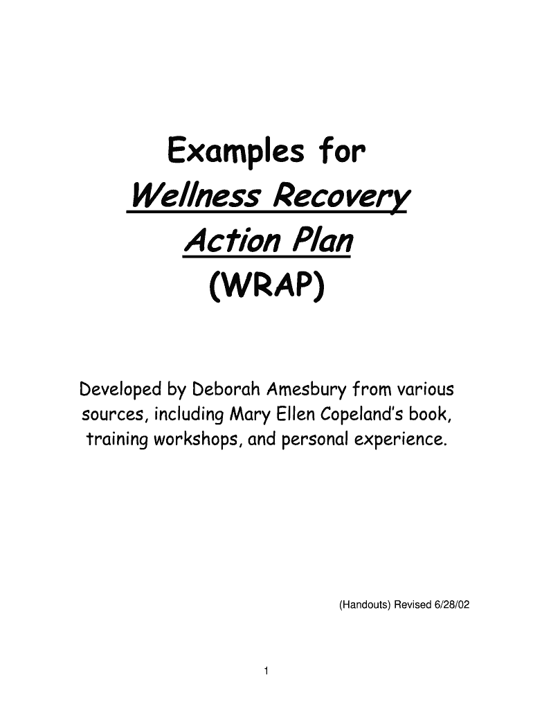  Wellness Recovery Action Plan App 2002-2024