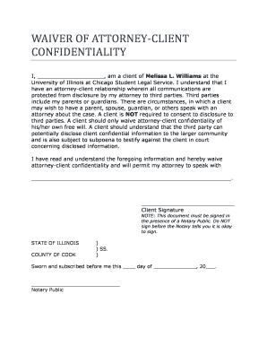 Waiver of AttorneyClient Confidentiality University of Illinois at Dos Uic  Form