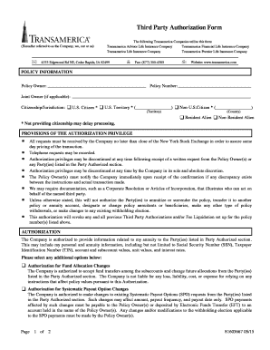 Transamerica Third Party Authorization Form