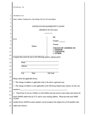 NVB 4002 Rev Nvb Uscourts  Form