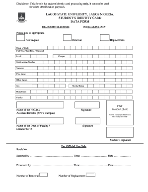 Lasu Temporary ID Card  Form