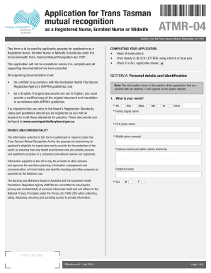 Download the Application for Trans Tasman Mutual Recognition  Form