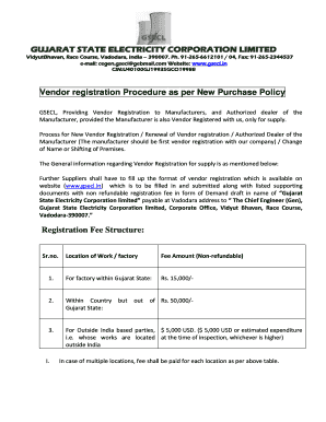 Gsecl Vendor Registration  Form