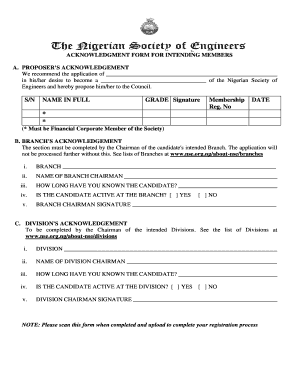 Nse Acknowledgement Form