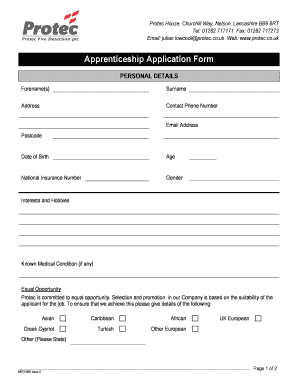 Apprenticeship Application Form DOCX