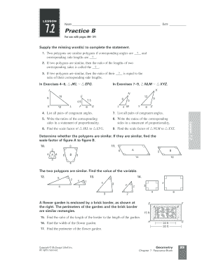 7 2 Practice a Geometry Answers  Form