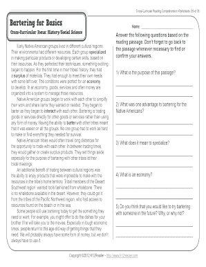 Bartering for Basics Answer Key  Form