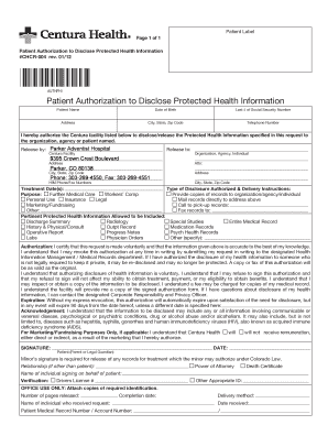  Patient Authorization to Disclose Protected Health Information MRO 2012