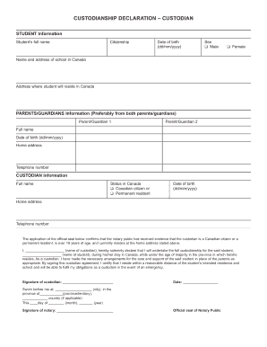 Custodian Declaration Form