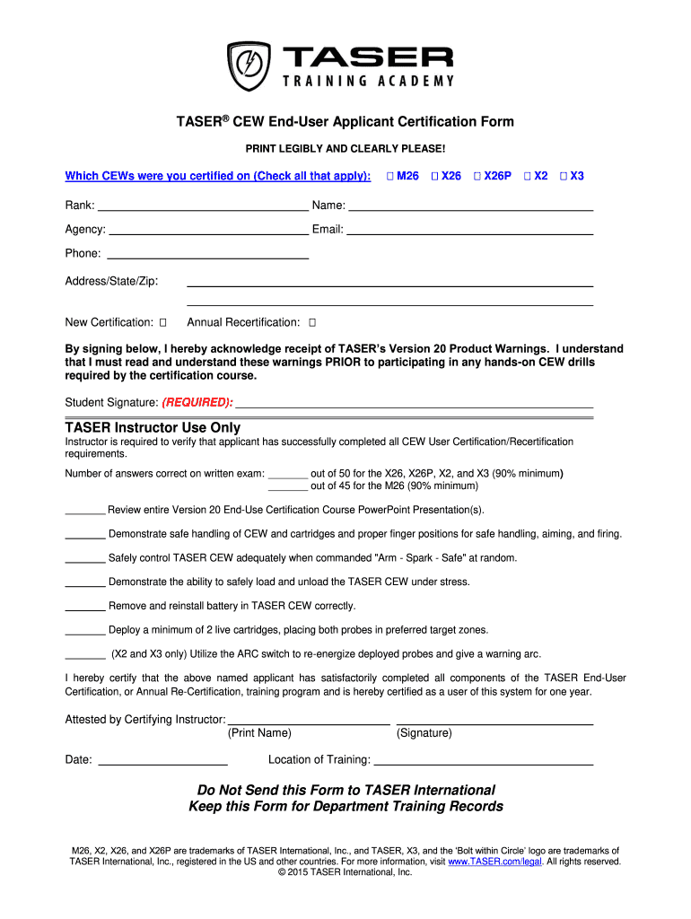 End User Certification Form, V20