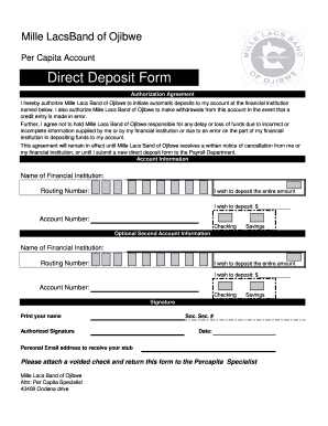 Mille Lacs Band of Ojibwe Per Capita  Form