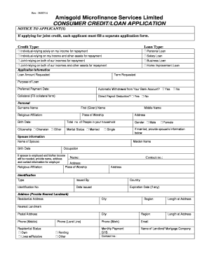 Microfinance Loan Application Form PDF