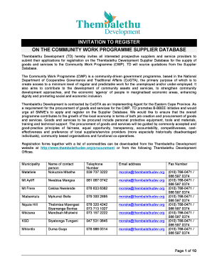 Thembalethu Development Database  Form