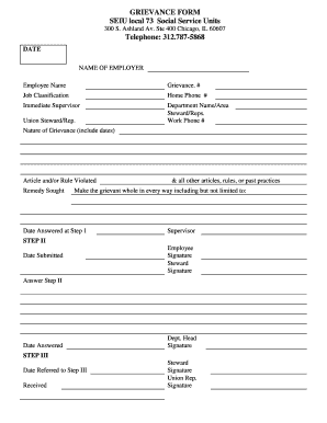 Employee Grievance Form Seiu Local 73