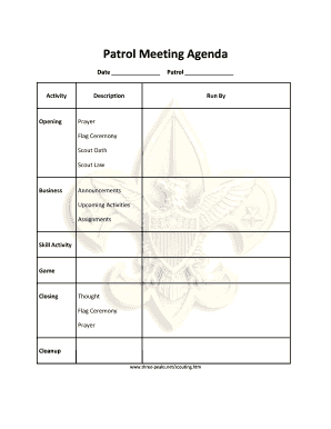 Patrol Meeting Agenda  Form