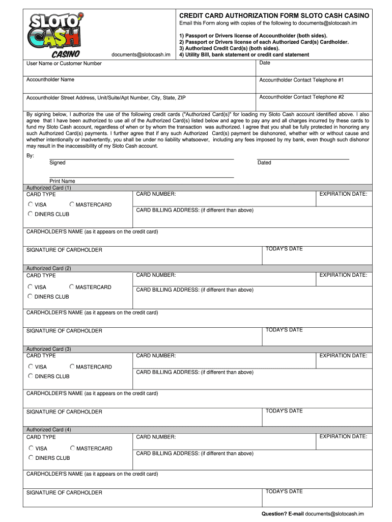 Credit Card Form Cash