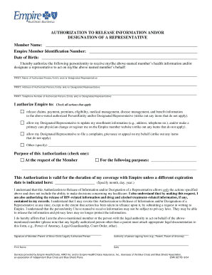 HIPAA ROI Form Empire Blue Cross Blue Shield