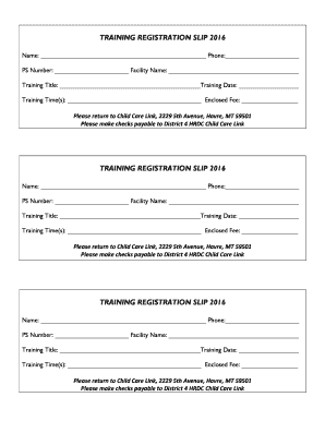 Registration Slip  Form