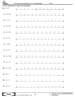 Blank Inequality Number Line  Form