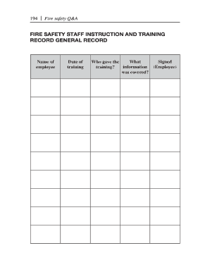 Staff Fire Training Template  Form