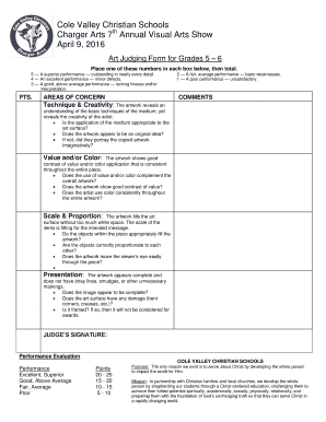 Art Judging Sheet  Form