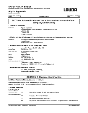 SAFETY DATA SHEET Algizid Aquastab SECTION 1 Lauda  Form