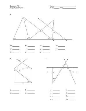 Geometry PAP Name Angle Puzzle Practice Period Date 1  Form