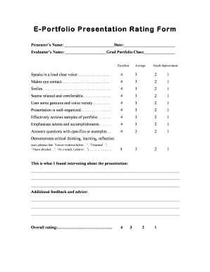 Rating Form for Portfolio