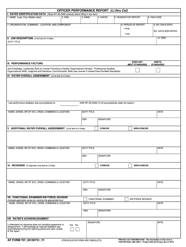  Af Form 707 2015-2024