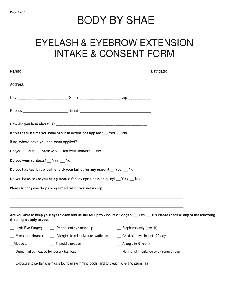 Lash Extensions Form