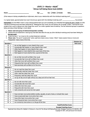 Altman Self Rating Mania Scale  Form