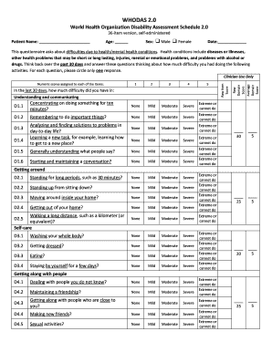 Whodas 2 0 PDF  Form