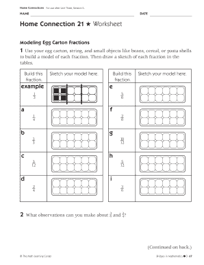 Egg Carton Fractions Worksheets  Form