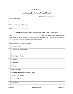 Application for Survey of Inland Vessel  Form