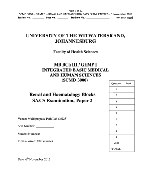 Wits Wapt Past Papers  Form