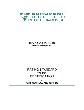 Rating Standard RS 6C005 Eurovent Certification  Form