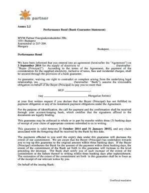 Bank Performance Bond Sample