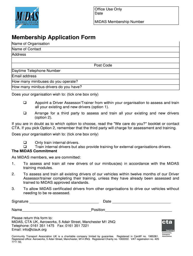 Membership Application Form Community Transport Association