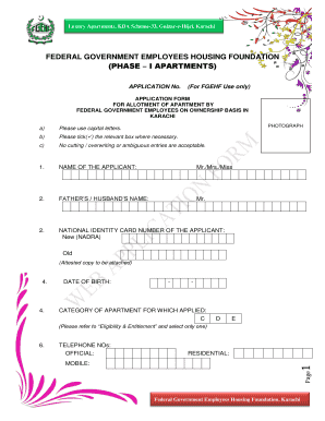 Federal Government Employees Housing Authority  Form
