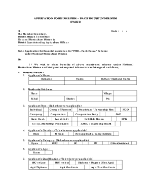 Pack House Application Form