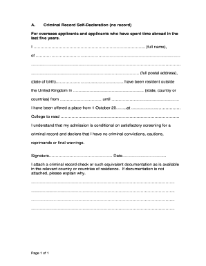 United Kingdom Criminal Record  Form