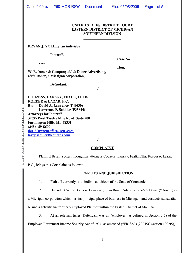 Case 209 Cv 11790 MOB RSW Document 1    Jim Edwards&#39; NRx  Form