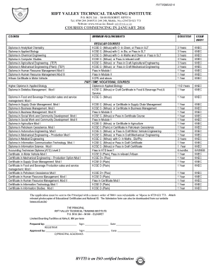 Rvtti Certificate Courses PDF  Form