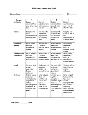 Sample Rubrics for Project Proposal  Form