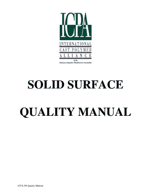 SOLID SURFACE QUALITY MANUAL International Cast Polymer Icpa Hq  Form