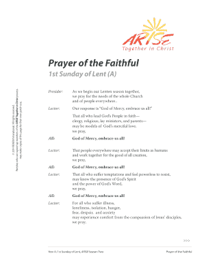 Prayer of the Faithful  Form