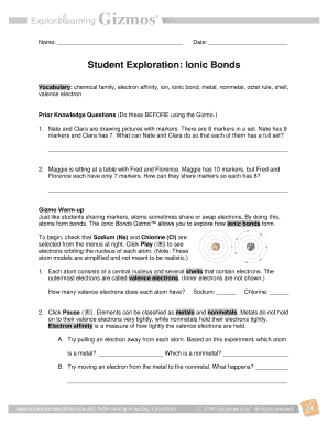 Ionic Bonds Gizmo Answer Key Fill Out And Sign Printable Pdf Template Signnow