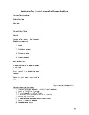 Application Form for the Supply of Sewing Machines PDF