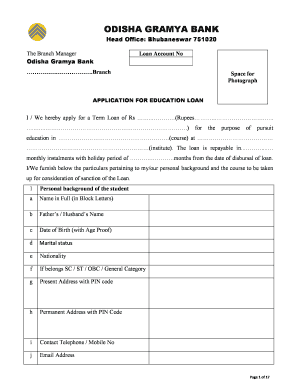 Odisha Gramya Bank Kyc Form