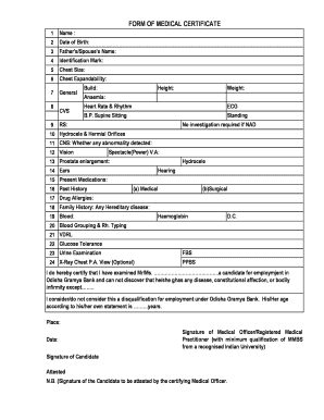 Medical Fitness Certificate Format Odisha PDF